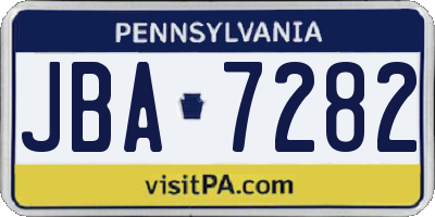 PA license plate JBA7282
