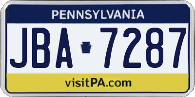 PA license plate JBA7287