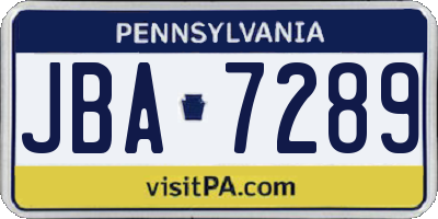 PA license plate JBA7289