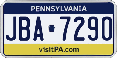 PA license plate JBA7290