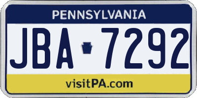 PA license plate JBA7292