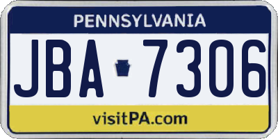 PA license plate JBA7306