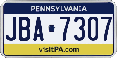 PA license plate JBA7307
