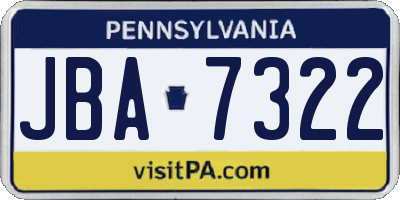 PA license plate JBA7322