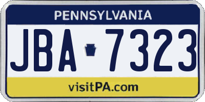 PA license plate JBA7323