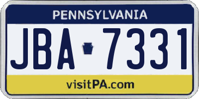PA license plate JBA7331