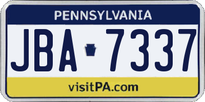 PA license plate JBA7337