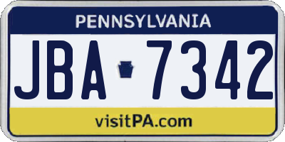 PA license plate JBA7342