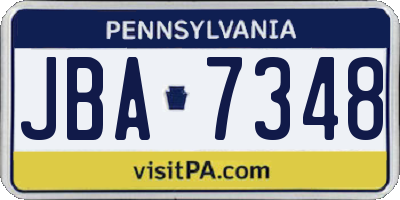 PA license plate JBA7348