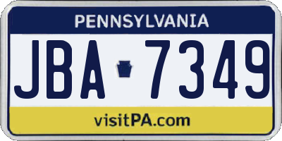 PA license plate JBA7349