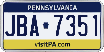 PA license plate JBA7351
