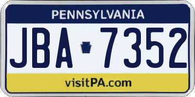 PA license plate JBA7352