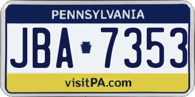 PA license plate JBA7353