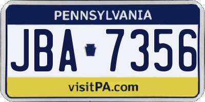 PA license plate JBA7356