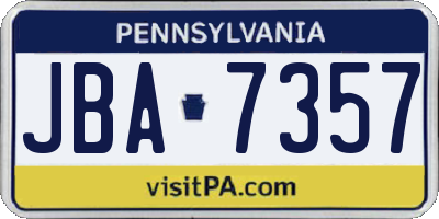 PA license plate JBA7357