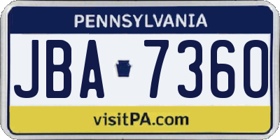 PA license plate JBA7360