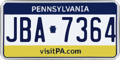 PA license plate JBA7364