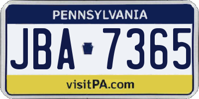 PA license plate JBA7365