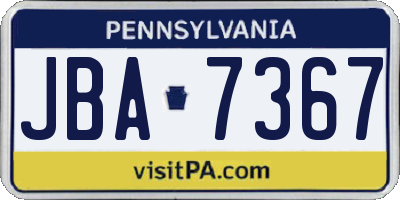 PA license plate JBA7367