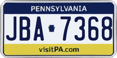 PA license plate JBA7368