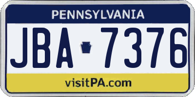 PA license plate JBA7376