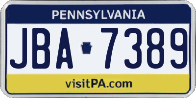PA license plate JBA7389