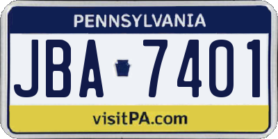 PA license plate JBA7401