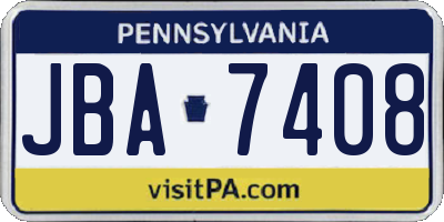 PA license plate JBA7408