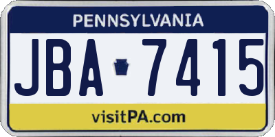 PA license plate JBA7415