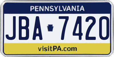 PA license plate JBA7420