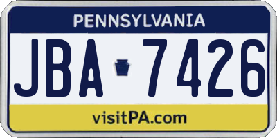 PA license plate JBA7426