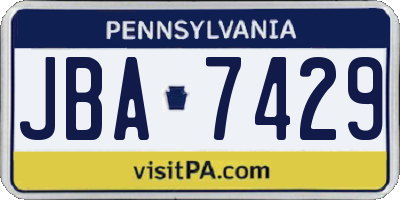 PA license plate JBA7429
