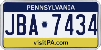 PA license plate JBA7434