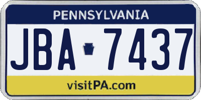 PA license plate JBA7437