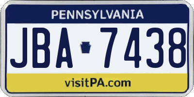 PA license plate JBA7438