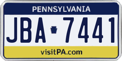 PA license plate JBA7441