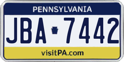 PA license plate JBA7442
