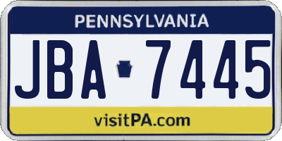 PA license plate JBA7445
