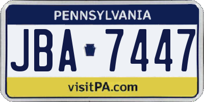 PA license plate JBA7447