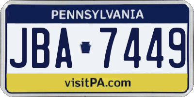 PA license plate JBA7449
