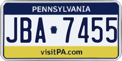 PA license plate JBA7455