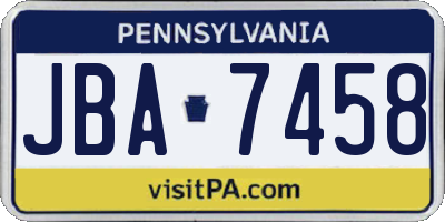 PA license plate JBA7458