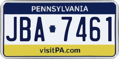 PA license plate JBA7461