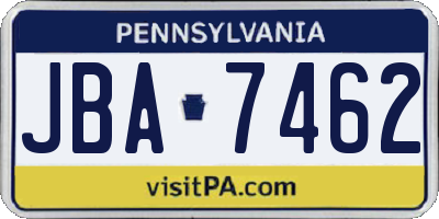 PA license plate JBA7462