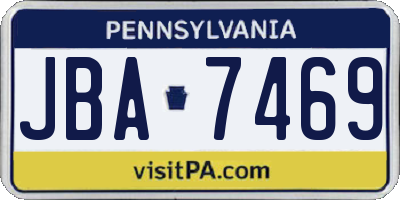 PA license plate JBA7469