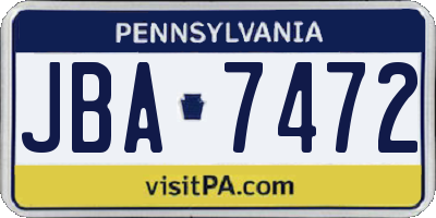 PA license plate JBA7472