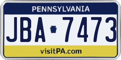 PA license plate JBA7473