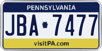PA license plate JBA7477