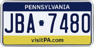 PA license plate JBA7480
