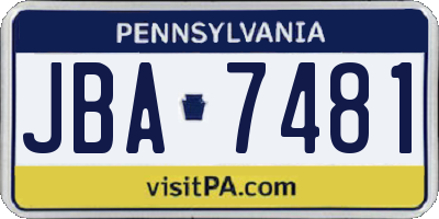 PA license plate JBA7481